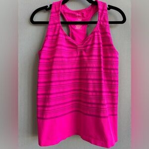 Danskin Now Seamless Support Tank – Fuchsia Racerback w/ Built-In Bra – Size XL